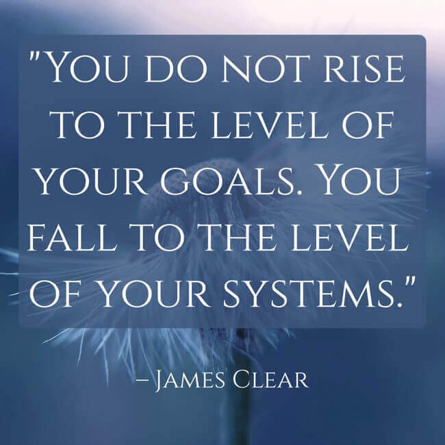 "You do not rise to the level of your goals. You fall to the level of your systems." – James Clear